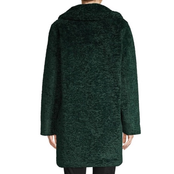 Tahari Dark Green Faux Fur Shearling Teddy Coat - Picture 3 of 13